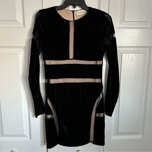 B. Original By Shoe Fly Velvet Mesh Cut Out Lined Dress Moody Glam Black Sz M